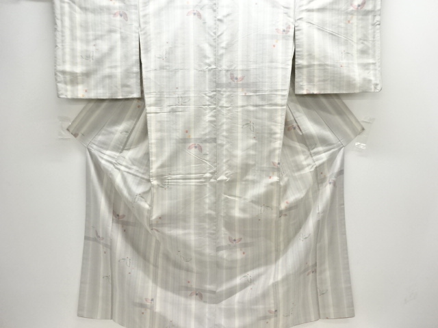 草花模様織り出し手織り紬着物